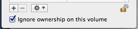 Damn you little checkbox! Picture of checkbox: Ignore ownership on this volume